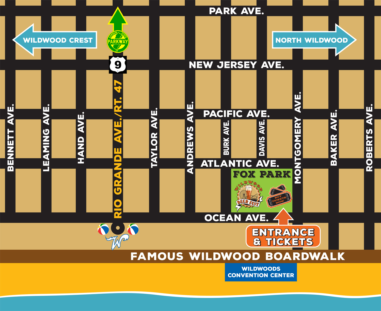 Street Map Of Wildwood Nj Contact Wildwood Beer Fest | Fox Park - New Jersey